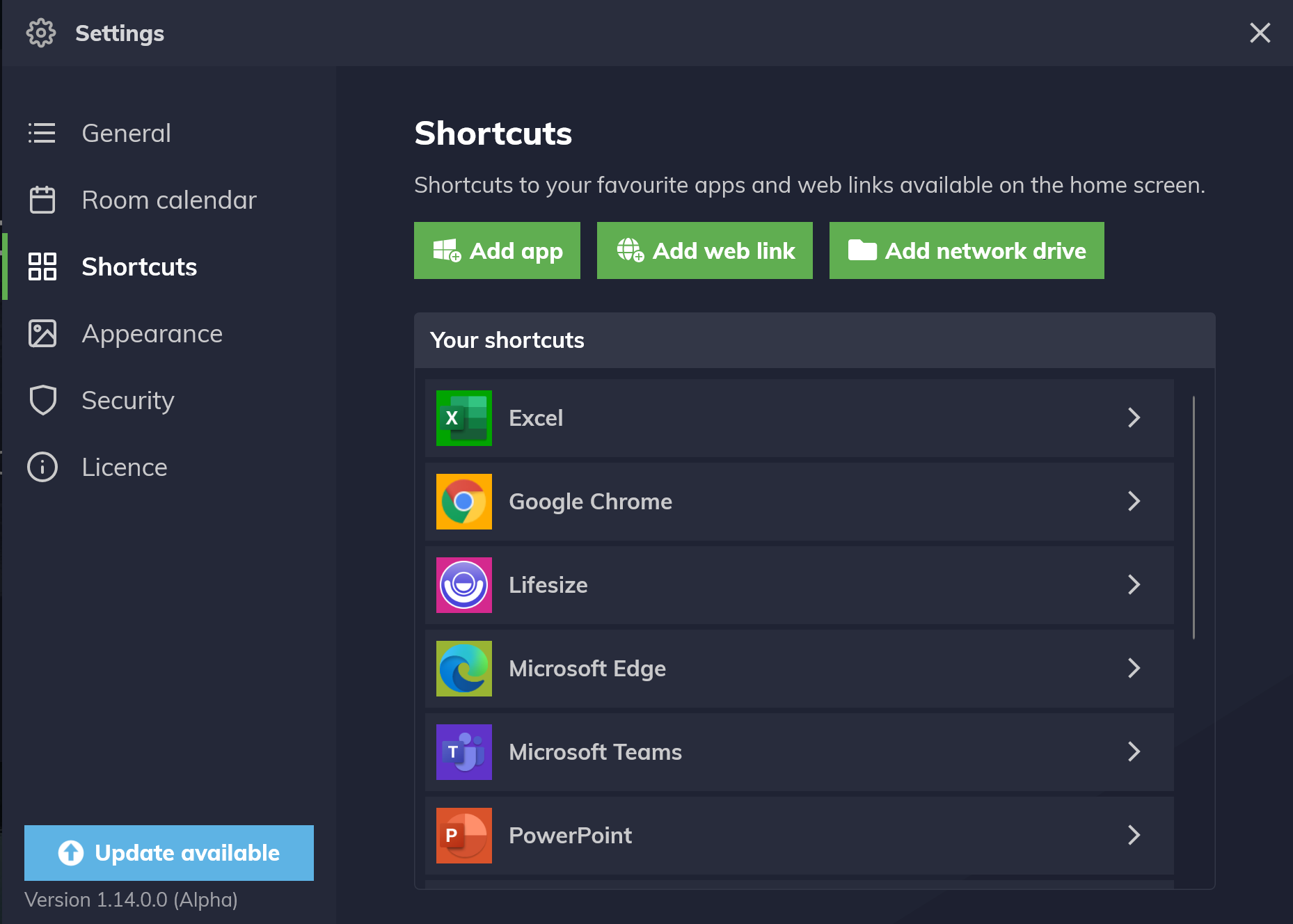 Editing shortcuts DisplayNote Technologies Ltd